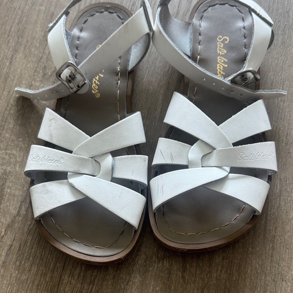 Salt Water Sandals White Kids Sandals with Buckle